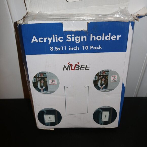 Acrylic sign holder 8.5x11 pack of 10 total box shows wear contents fine - Picture 1 of 5